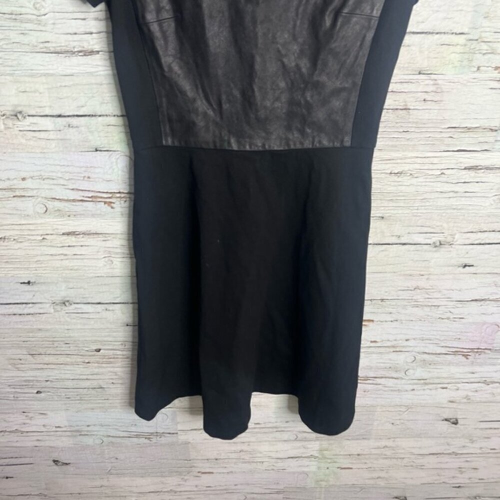 DKNY black dress tee shirt faux leather size 2 - Picture 2 of 9